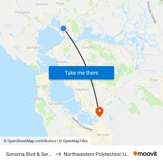 Sonoma Blvd & Sereno Dr to Northwestern Polytechnic University map
