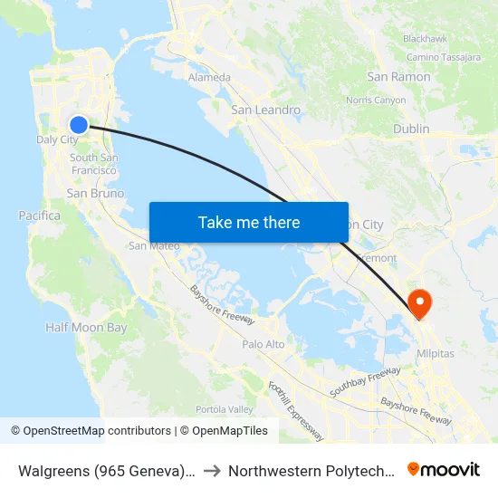 Walgreens (965 Geneva) - Westbound to Northwestern Polytechnic University map