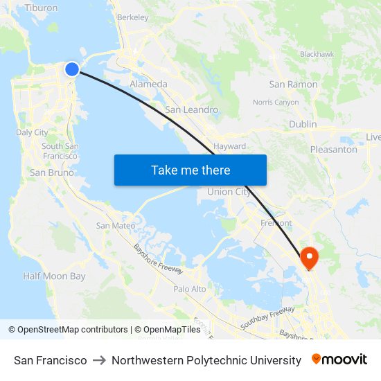 San Francisco to Northwestern Polytechnic University map