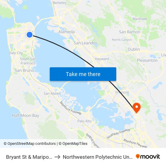 Bryant St & Mariposa St to Northwestern Polytechnic University map