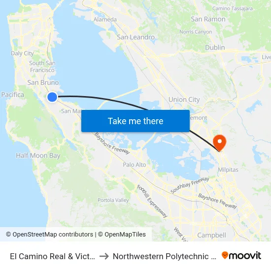 El Camino Real & Victoria Ave to Northwestern Polytechnic University map