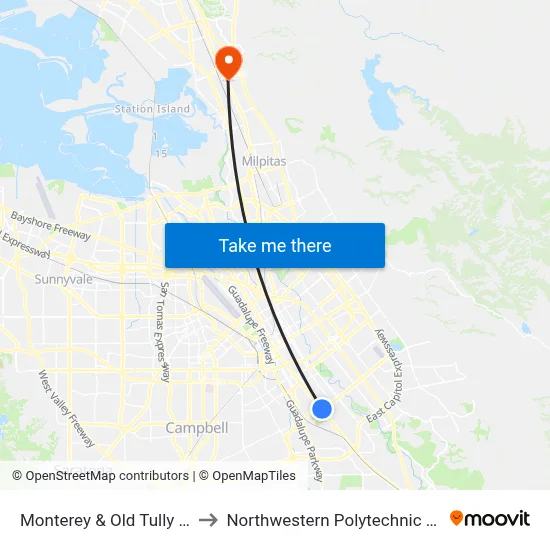 Monterey & Old Tully (56) (N) to Northwestern Polytechnic University map