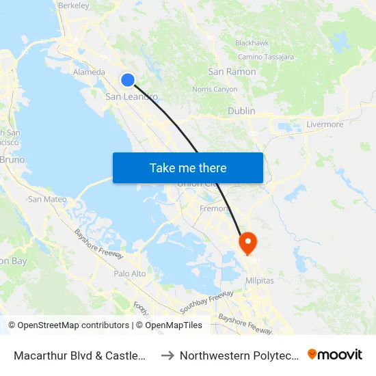 Macarthur Blvd & Castlemont High School to Northwestern Polytechnic University map