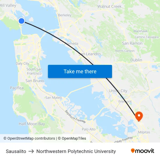 Sausalito to Northwestern Polytechnic University map