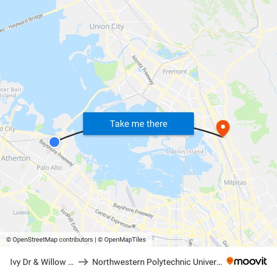 Ivy Dr & Willow Rd to Northwestern Polytechnic University map