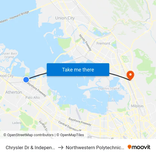 Chrysler Dr & Independence Dr to Northwestern Polytechnic University map