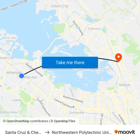 Santa Cruz & Chestnut to Northwestern Polytechnic University map