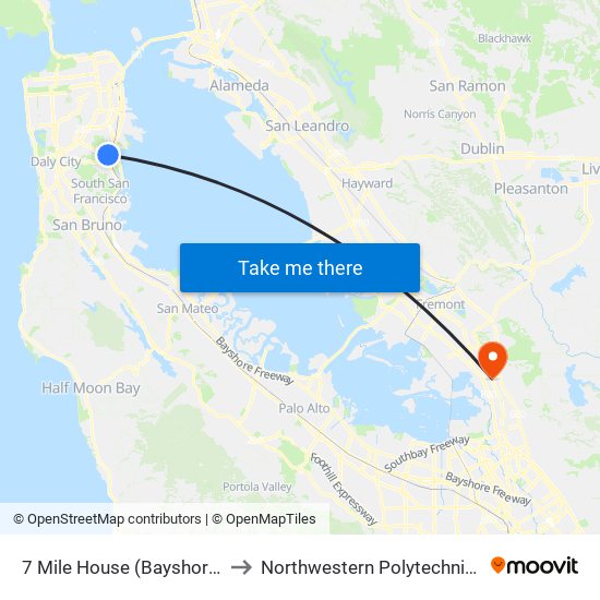 7 Mile House (Bayshore/Geneva) to Northwestern Polytechnic University map