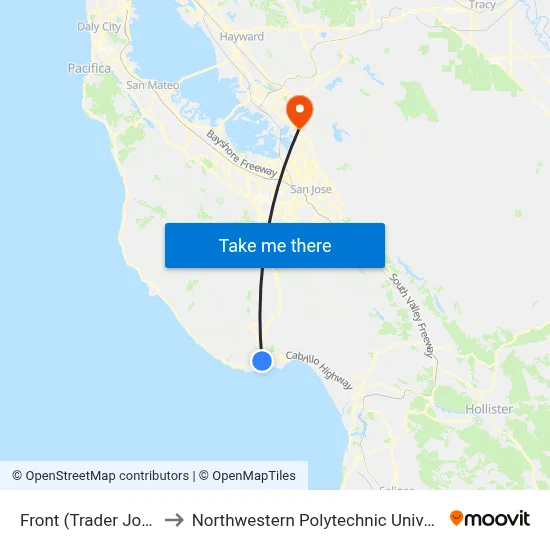 Front (Trader Joe'S) to Northwestern Polytechnic University map