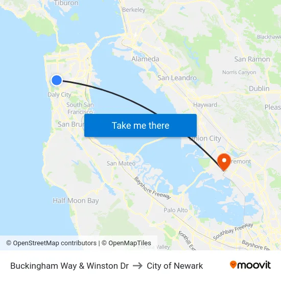 Buckingham Way & Winston Dr to City of Newark map