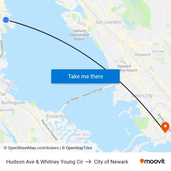 Hudson Ave & Whitney Young Cir to City of Newark map