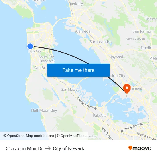 515 John Muir Dr to City of Newark map