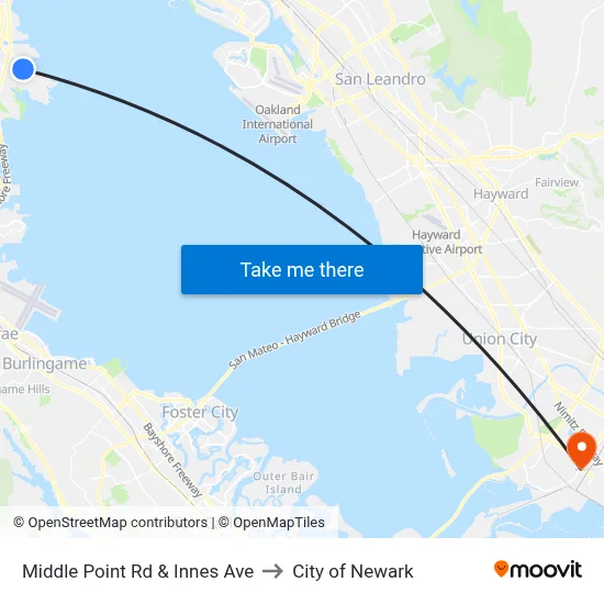 Middle Point Rd & Innes Ave to City of Newark map