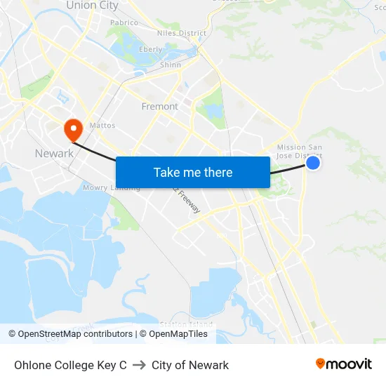 Ohlone College Key C to City of Newark map