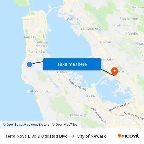 Terra Nova Blvd & Oddstad Blvd to City of Newark map