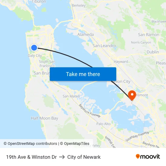 19th Ave & Winston Dr to City of Newark map