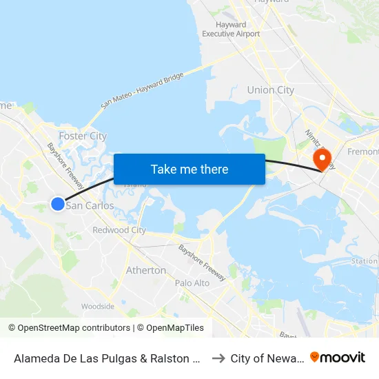 Alameda De Las Pulgas & Ralston Ave to City of Newark map