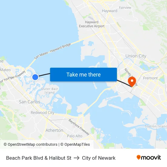 Beach Park Blvd & Halibut St to City of Newark map