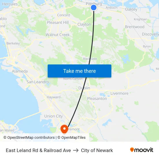 East Leland Rd & Railroad Ave to City of Newark map