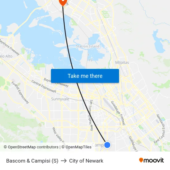 Bascom & Campisi (S) to City of Newark map