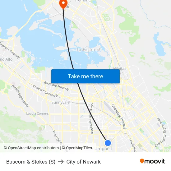 Bascom & Stokes (S) to City of Newark map