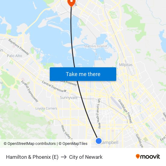 Hamilton & Phoenix (E) to City of Newark map