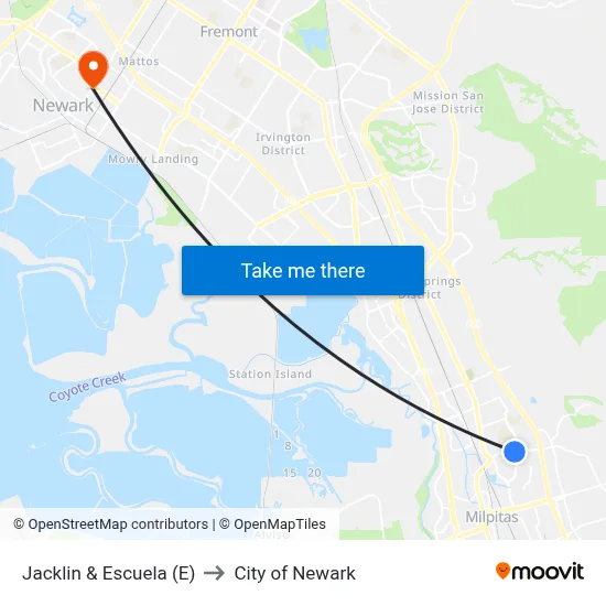 Jacklin & Escuela (E) to City of Newark map