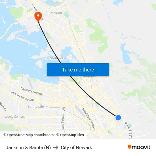 Jackson & Bambi (N) to City of Newark map