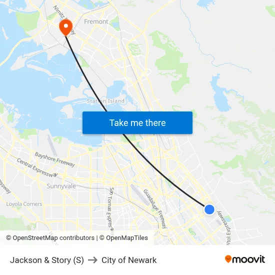 Jackson & Story (S) to City of Newark map