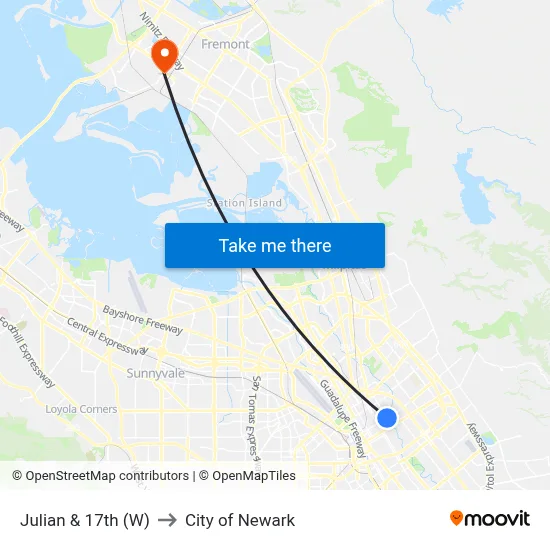 Julian & 17th (W) to City of Newark map