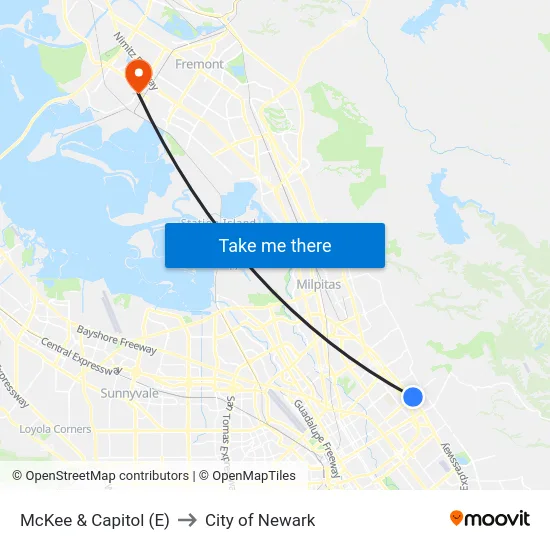 McKee & Capitol (E) to City of Newark map