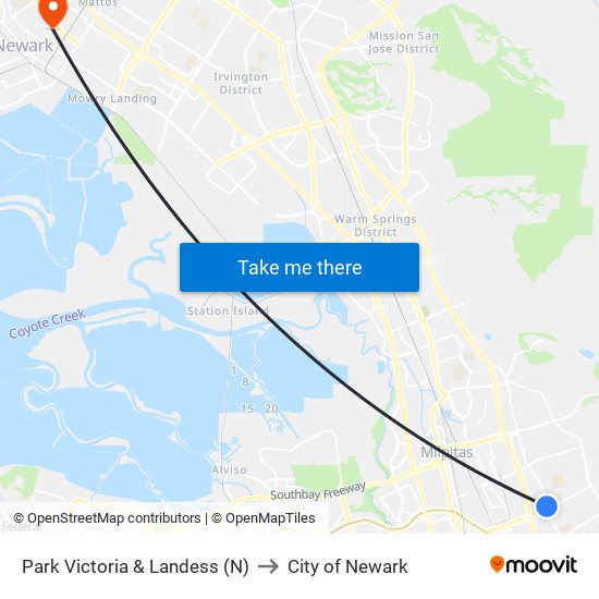 Park Victoria & Landess (N) to City of Newark map