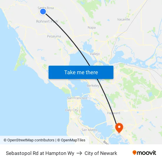 Sebastopol Rd at Hampton Wy to City of Newark map