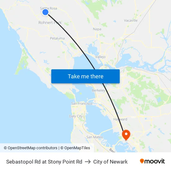 Sebastopol Rd at Stony Point Rd to City of Newark map