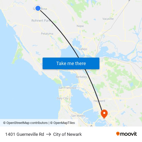 1401 Guerneville Rd to City of Newark map