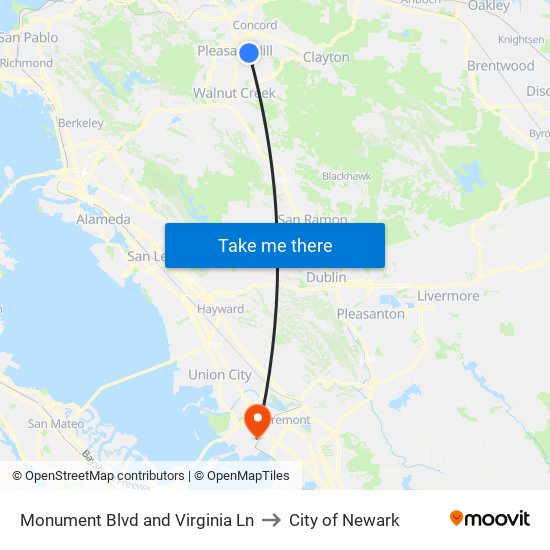 Monument Blvd and Virginia Ln to City of Newark map