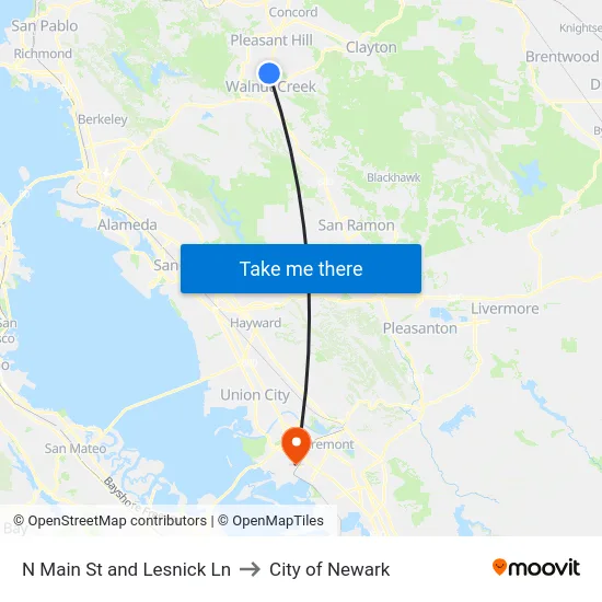 N Main St and Lesnick Ln to City of Newark map