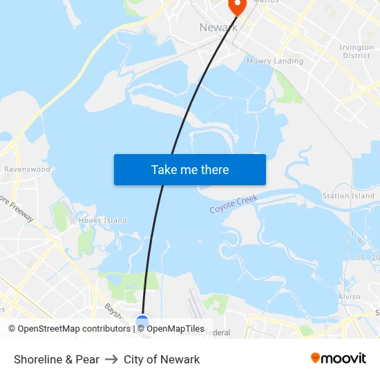 Shoreline & Pear to City of Newark map