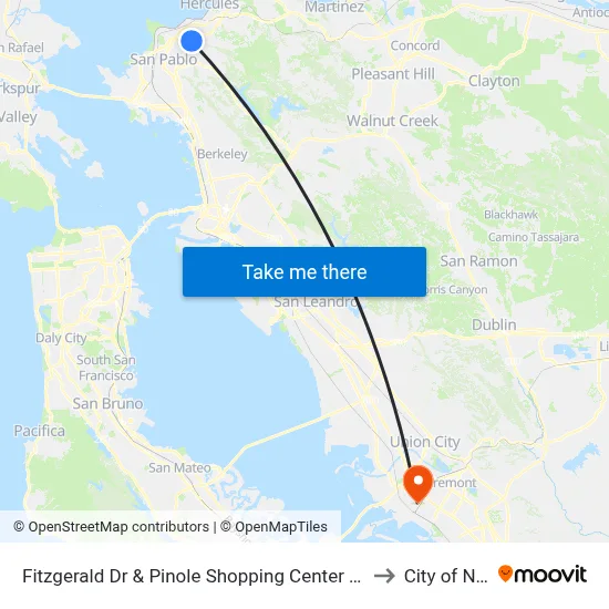 Fitzgerald Dr & Pinole Shopping Center (Target/Applebees) to City of Newark map