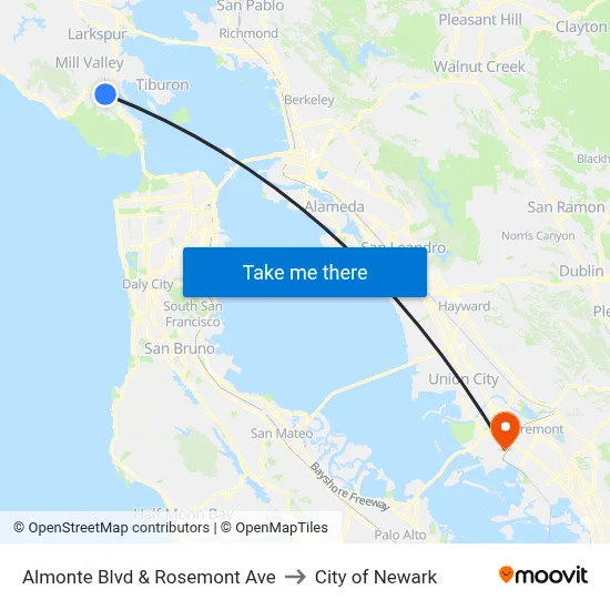 Almonte Blvd & Rosemont Ave to City of Newark map