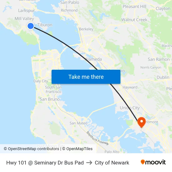 Hwy 101 @ Seminary Dr Bus Pad to City of Newark map