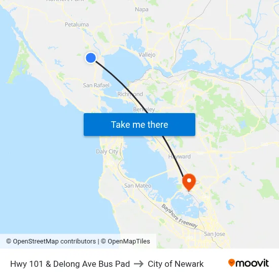 Hwy 101 & Delong Ave Bus Pad to City of Newark map