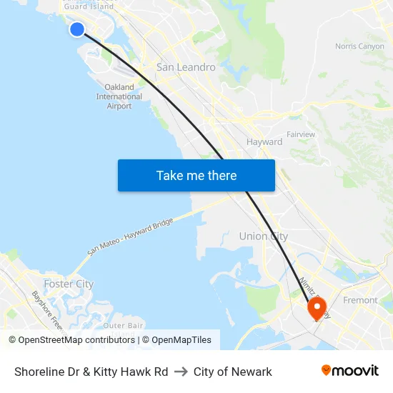 Shoreline Dr & Kitty Hawk Rd to City of Newark map