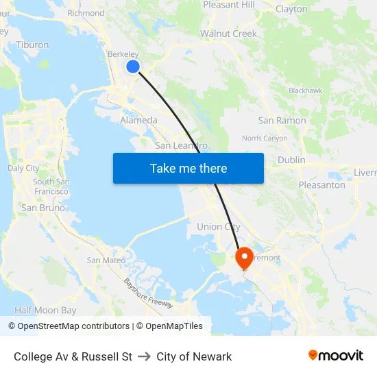 College Av & Russell St to City of Newark map