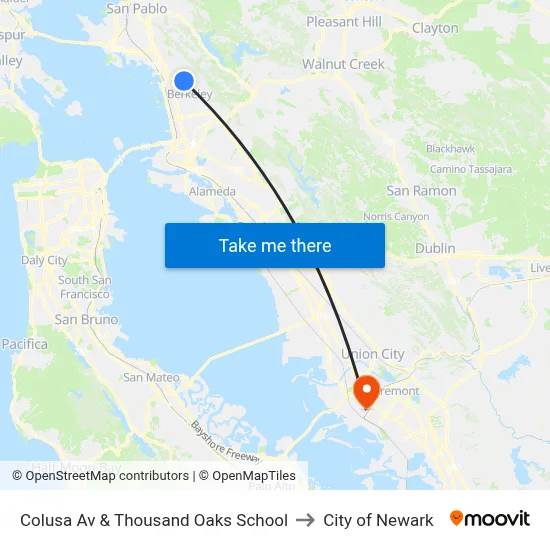 Colusa Av & Thousand Oaks School to City of Newark map