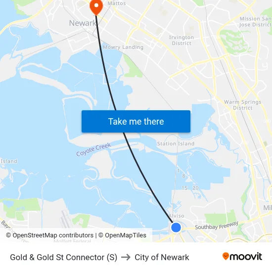 Gold & Gold St Connector (S) to City of Newark map