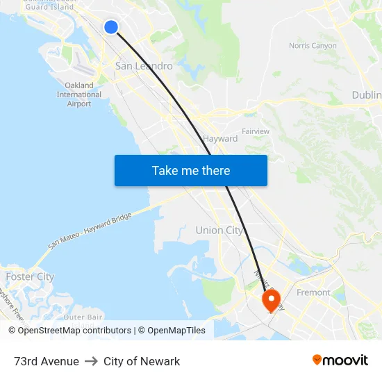 73rd Avenue to City of Newark map