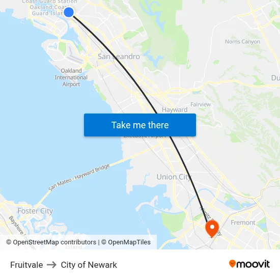 Fruitvale to City of Newark map