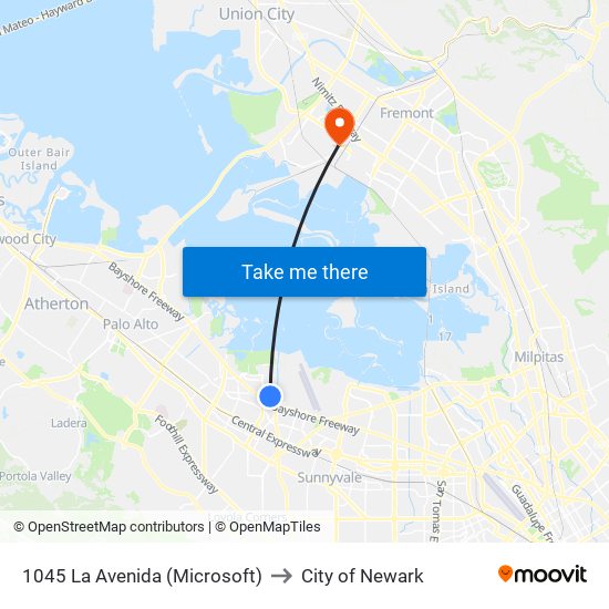 1045 La Avenida (Microsoft) to City of Newark map
