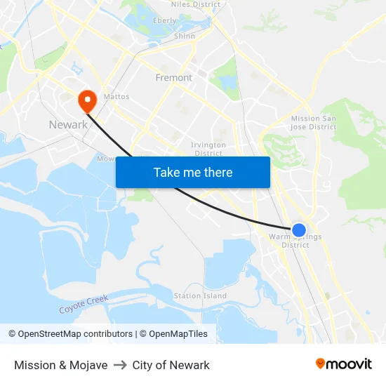 Mission & Mojave to City of Newark map